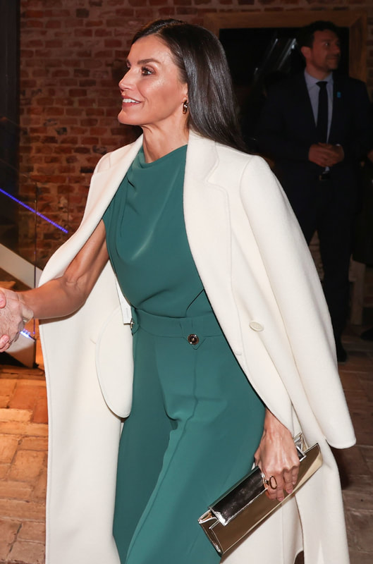 Queen Letizia wears Felipe Varela wool coat in winter white 