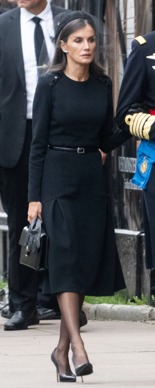 Carolina Herrera Button Detail Long Sleeve Dress in Black​ as seen on Queen Letizia