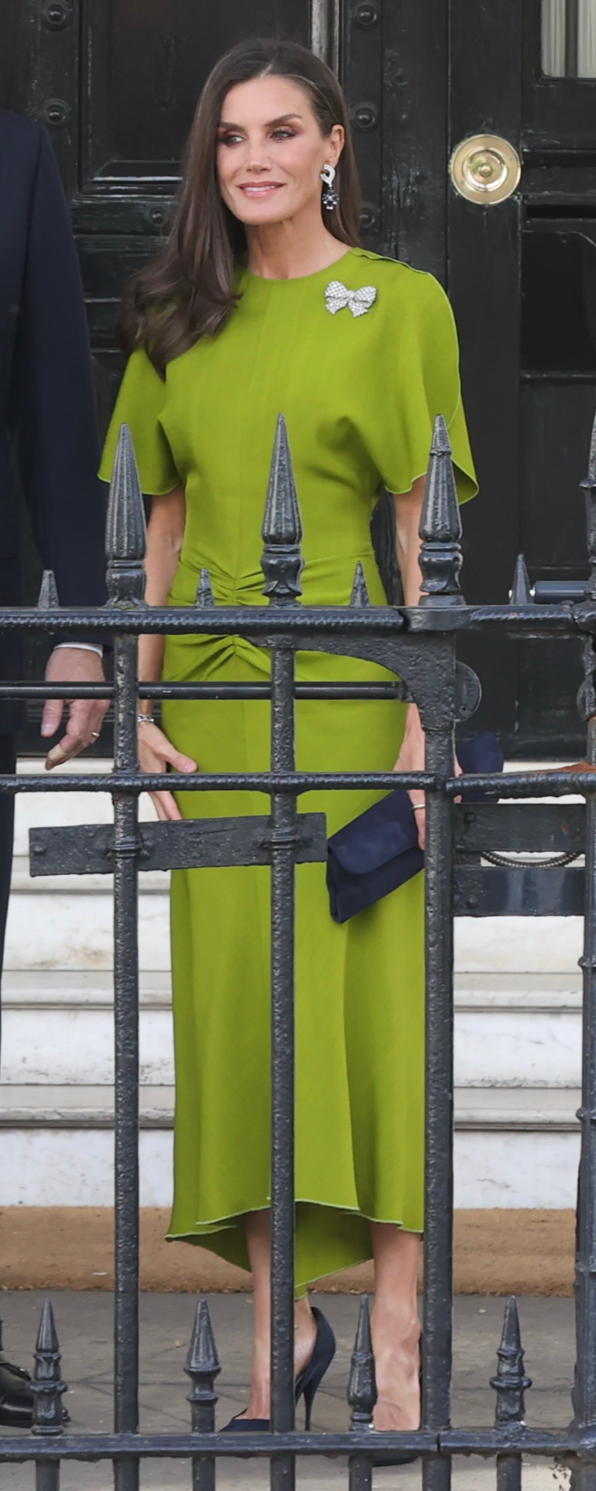 Victoria Beckham Gathered Midi Dress in Green​ as seen on Queen Letizia