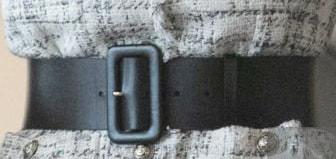 Hugo Boss black wide waist belt with rectangle covered buckle