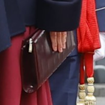 Queen Letizia carries Magrit 'Lea' Clutch in Burgundy