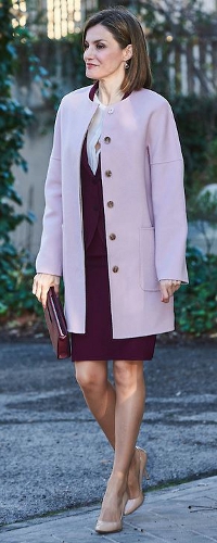 Hugo Boss Cosyna Cocoon Coat in Light Purple​ as seen on Queen Letizia.