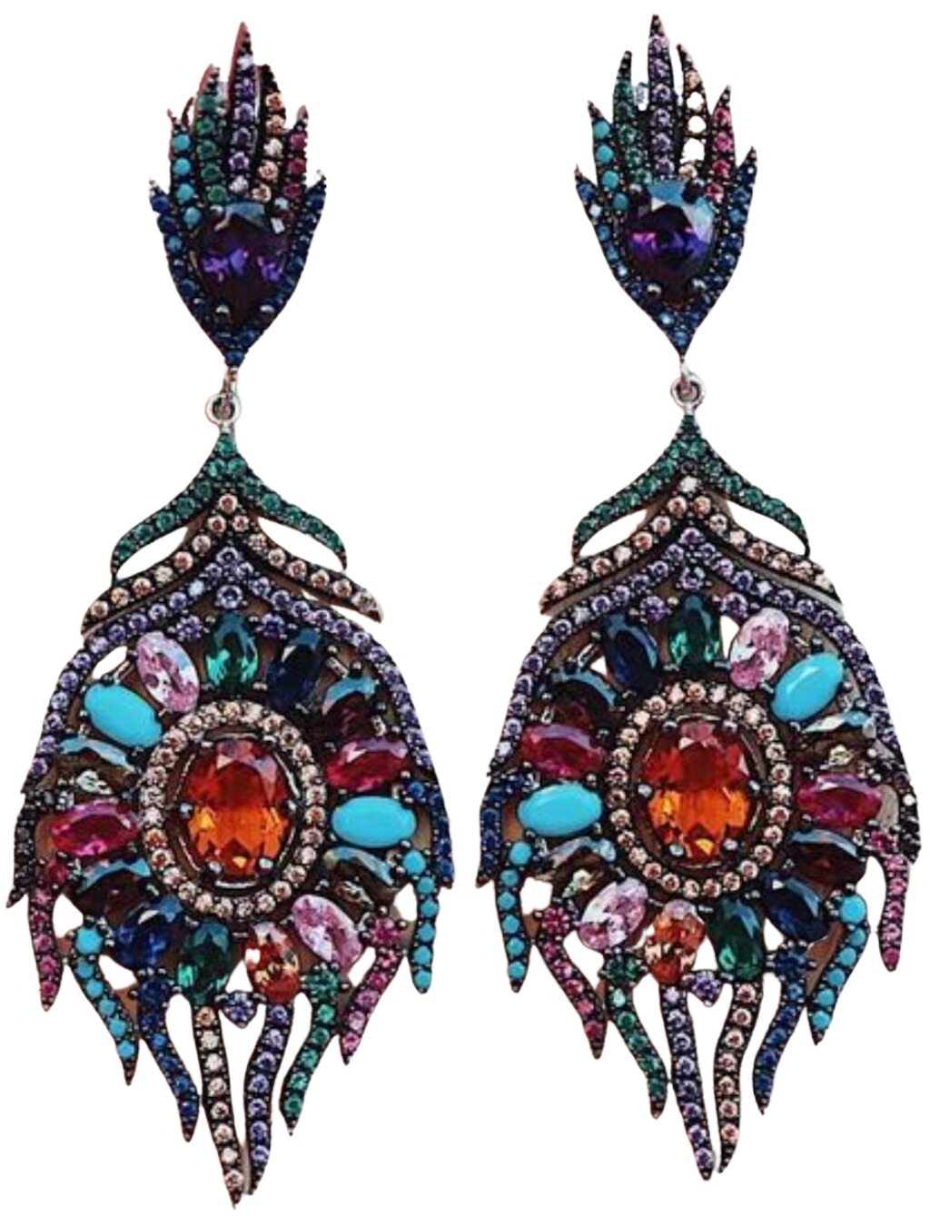 Alexandra Plata Multicolor Pavé Earrings