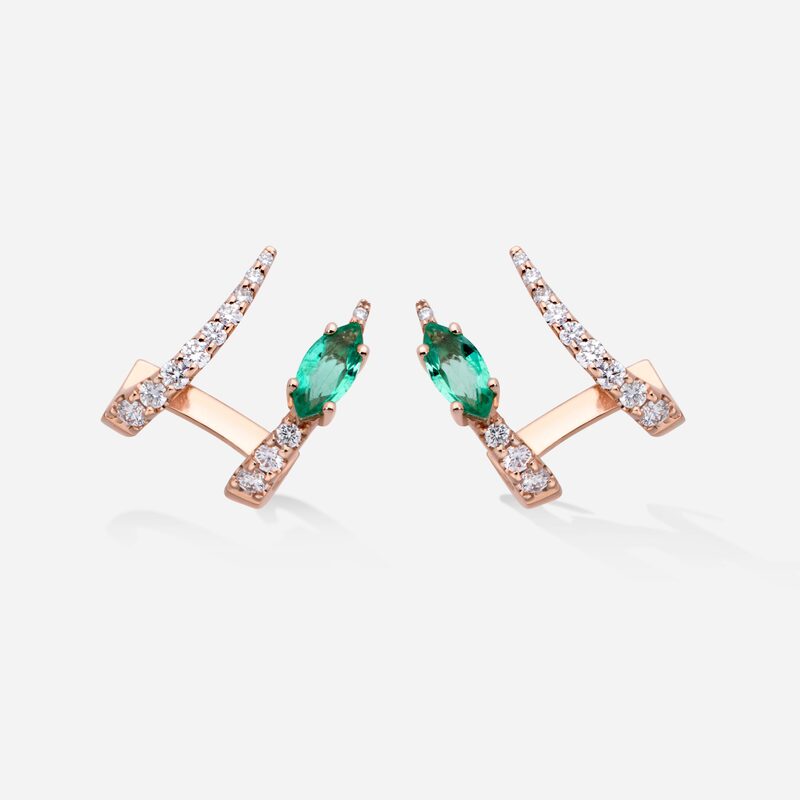 Gold & Roses Jardin de Aire Earrings with Diamonds and Emeralds