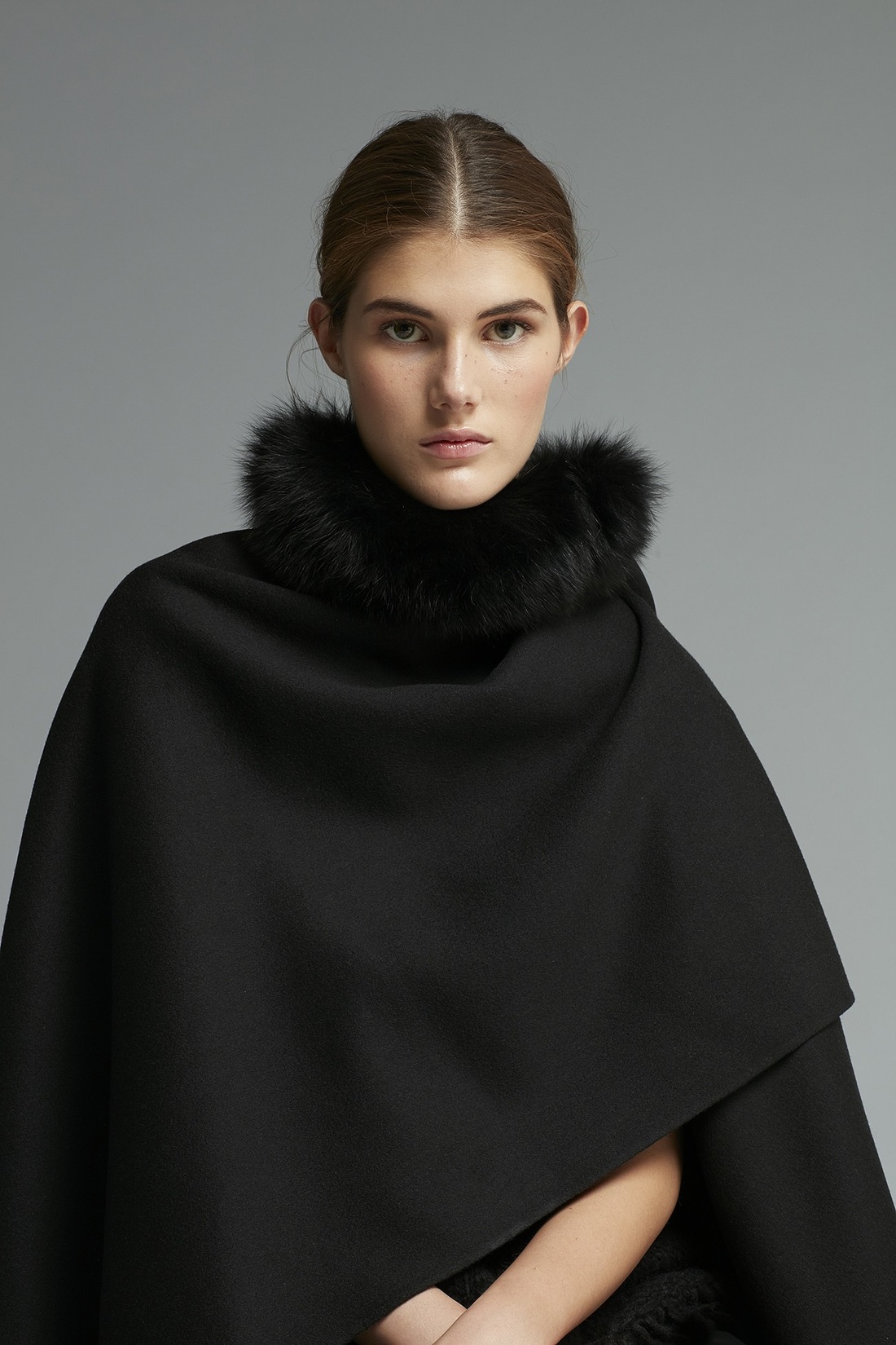 Carolina Herrera Fur Collar Cape in Black