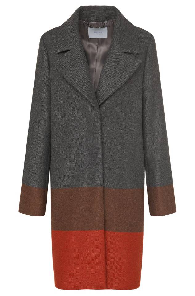 Hugo Boss 'Colorina' wool-blend striped colorblock coat