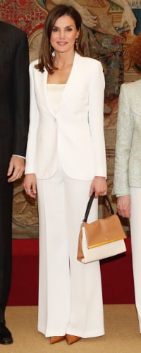 Carolina Herrera Suit Blazer in White as seen on Queen Letizia.