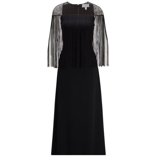 Hugo Boss 'Dandora' Macramé & Fringe Dress in Black