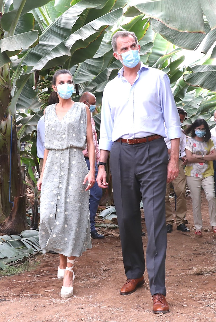 King Felipe Vi and Queen Letizia tour banana plantation in Tenerife on 23 June 2020