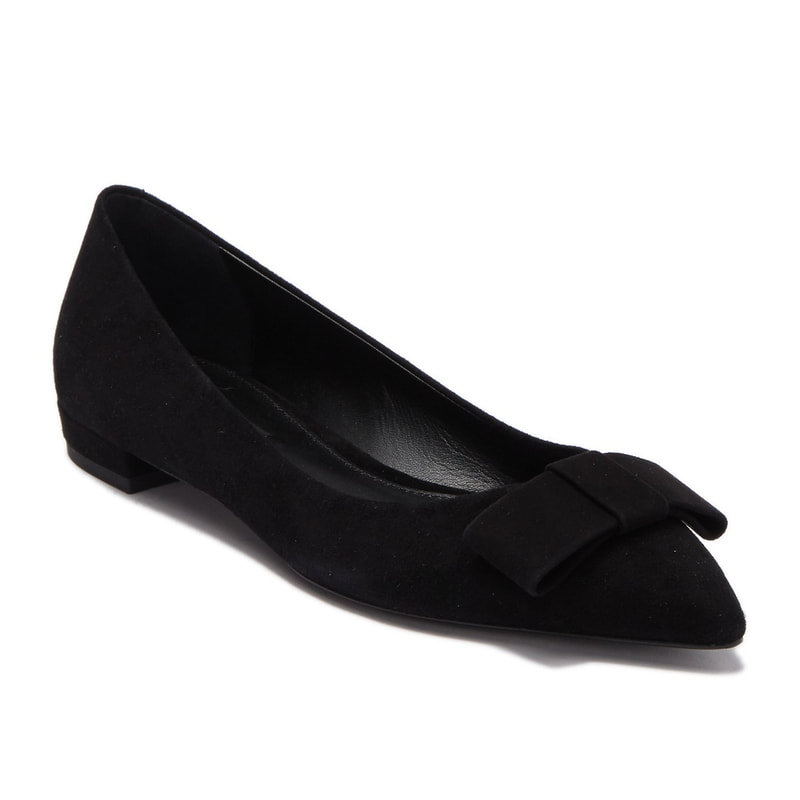 Hugo Boss 'Royal' Pointed Toe Ballet Flats in Black Suede