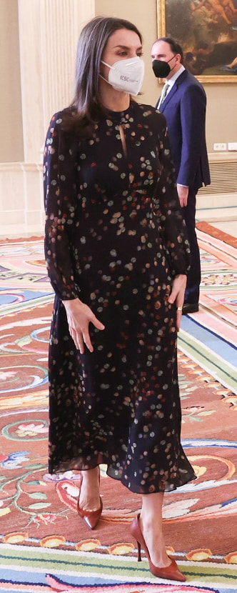 Massimo Dutti Confetti Print Shirt Dress as seen on Queen Letizia.