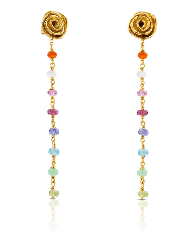 TOUS Gold New Romance earrings with gemstones