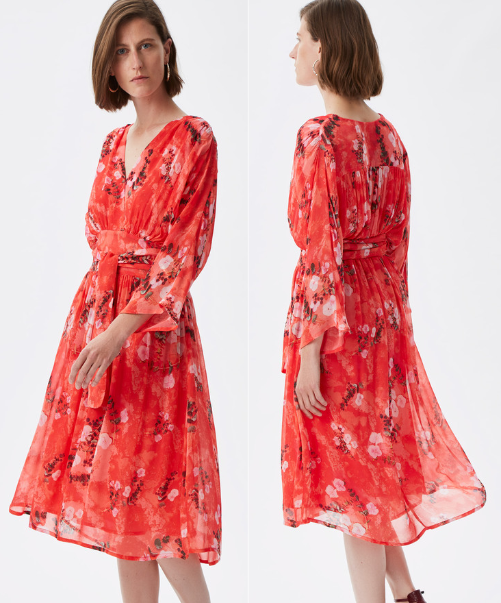 Adolfo Dominguez coral floral print dress
