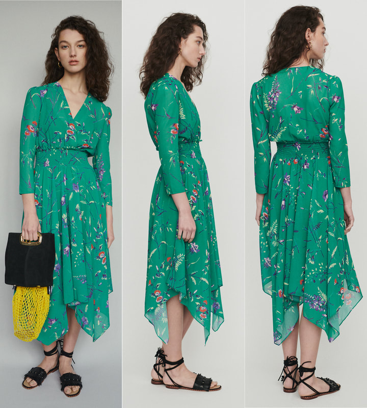 Maje 'Rayema' green long floral print dress
