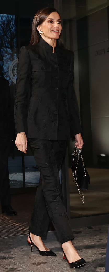 Carolina Herrera Initials Insignia Crossbody Bag in Black​ as carried by Queen Letizia