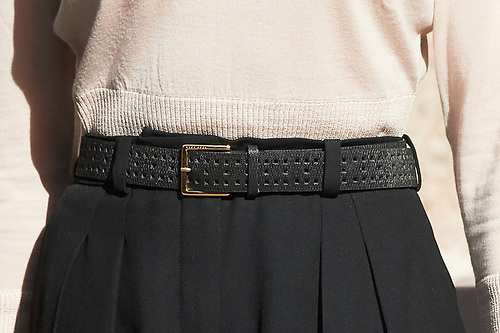 Queen Letizia wears Hugo Boss 'Nali' black perforated belt