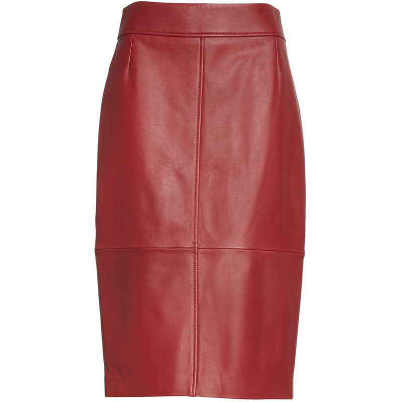 Hugo Boss 'Selrita' Leather Pencil Skirt in Red