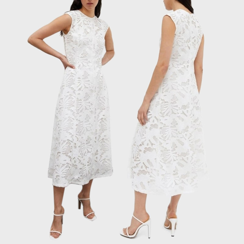Sfera guipure lace dress in white