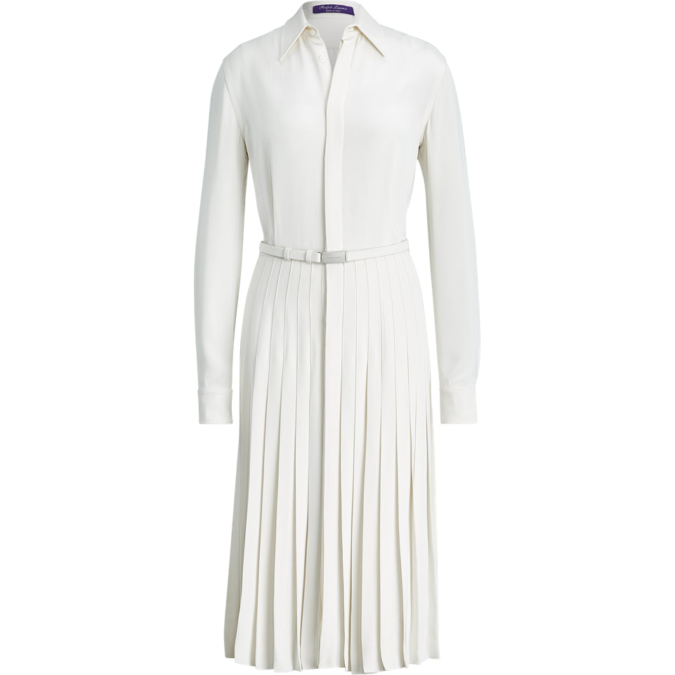 Ralph Lauren 'Dakota' Crepe Shirtdress in Off White