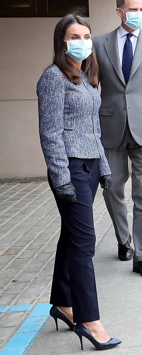 Hugo Boss Karonita Collarless Tweed Jacket​ as seen on Queen Letizia.