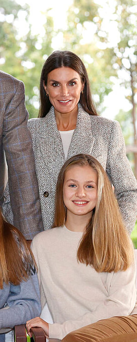 Mango Twin Herringbone Wool-Blend Blazer​ as seen on Queen Letizia.