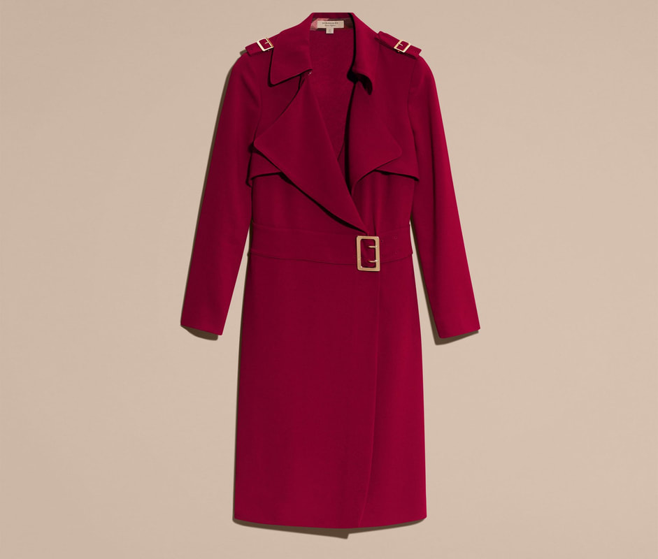Burberry Buckle Detail Satin-back Crepe Trench Dress