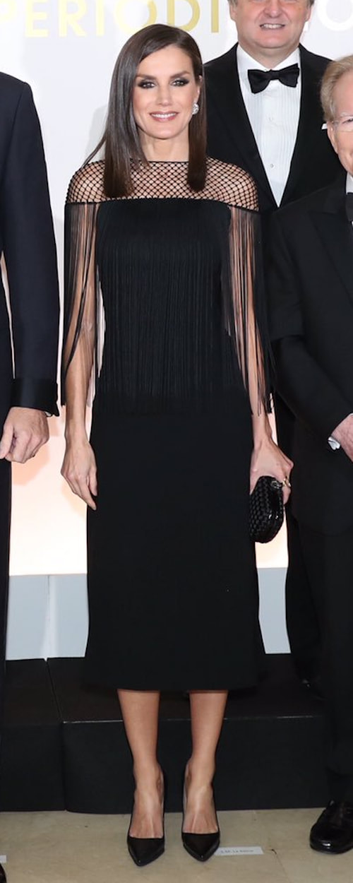 ​Hugo Boss Dandora macramé & fringe dress as seen on Queen Letizia.