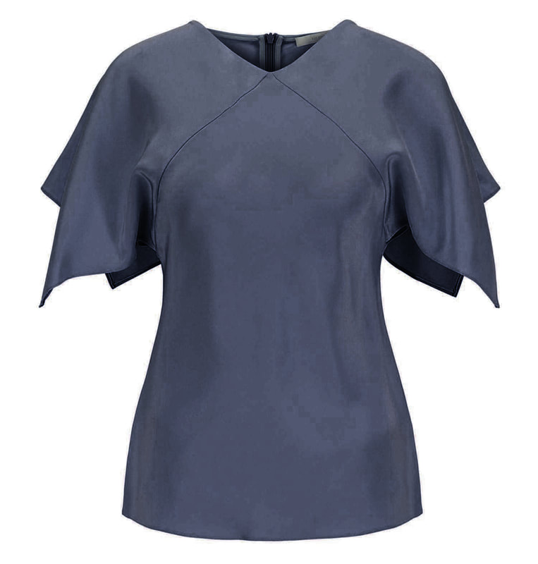  Hugo Boss 'Ibiaska' V-neck top in pure silk with flared sleeves