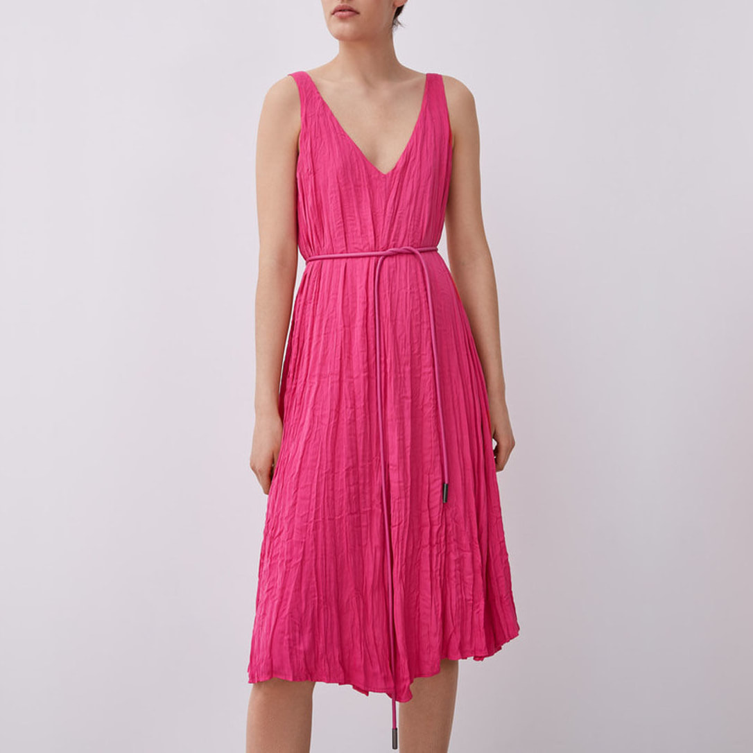 Adolfo Dominguez Pleated Fluid Dress in Pink