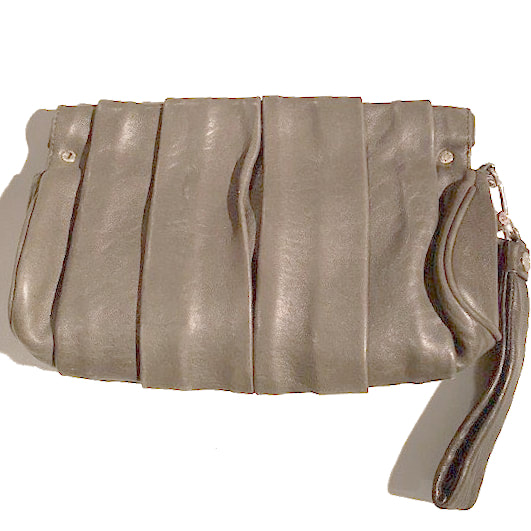 Adolfo Dominguez Pleated Leather Clutch in Nude