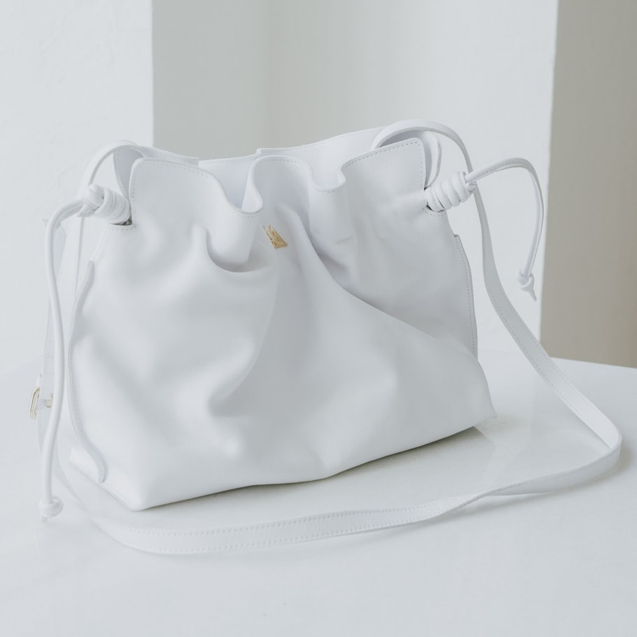 Ansa per Ansa Smooth Leather Gathered Bag in White