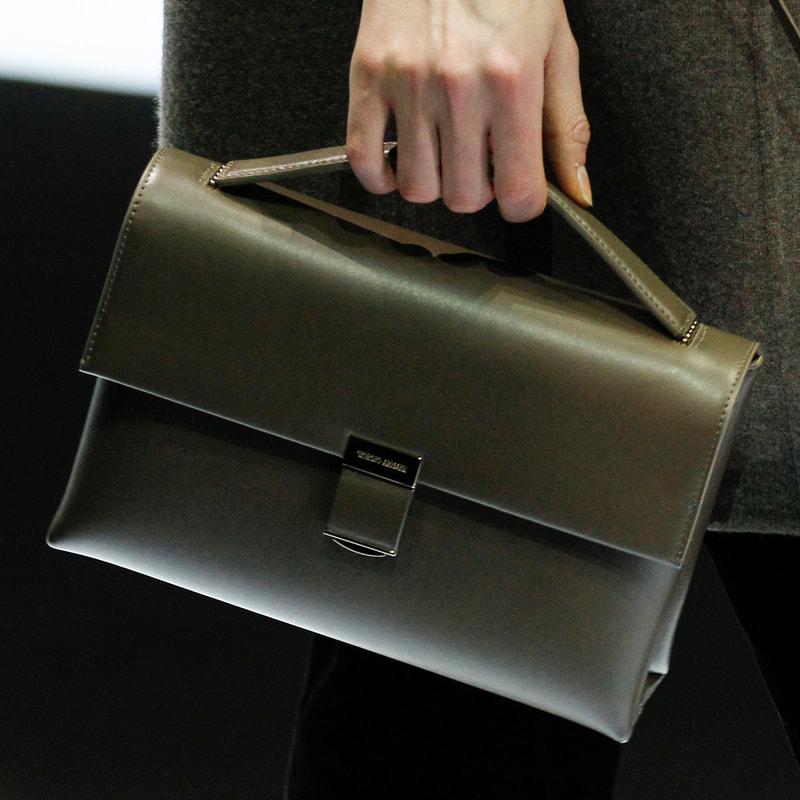 Giorgio Armani Fall 2016 ready-to-wear olive leather top handle handbag