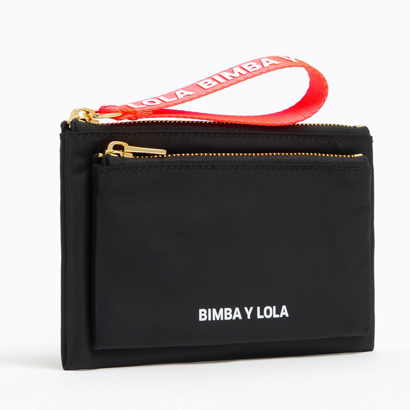 Bimba y Lola Black Nylon Double Wallet Clutch