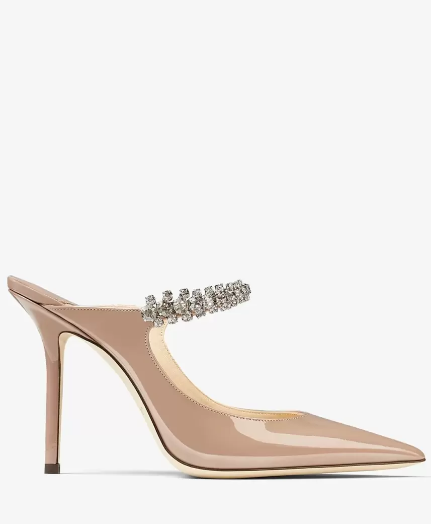 Jimmy Choo Bing 100 Patent Leather Mules in Ballet Pink