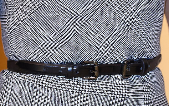 Black double buckle leather belt