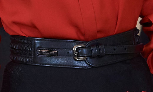 Queen Letizia wears black ruffled waist belt