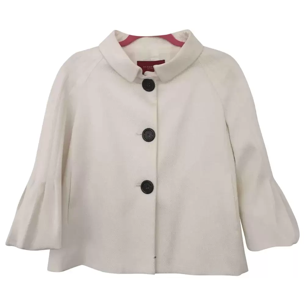 Burberry white textured bell sleeve jacket