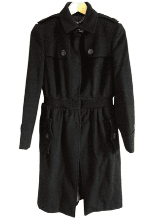 Burberry black wool coat with inset waist