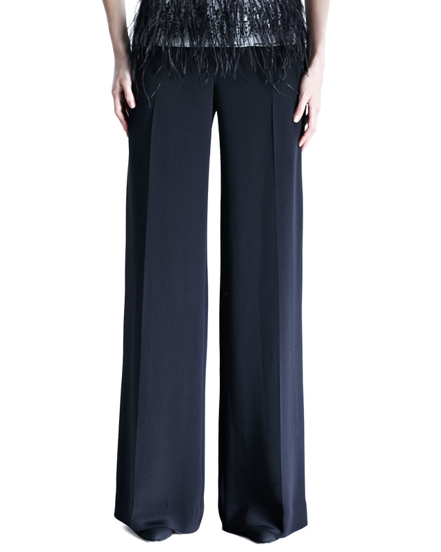 Carolina Herrera black silk crepe wide-leg trousers