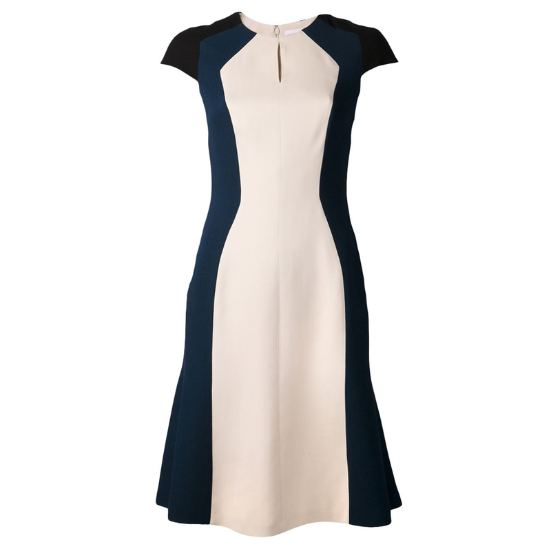 Carolina Herrera Cap-Sleeve Colorblock Dress
