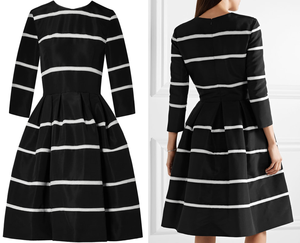 Carolina Herrera black and white striped silk dress