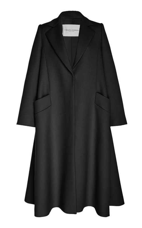 Carolina Herrera Fall 19 oversized wool & cashmere-blend felt coat in black.