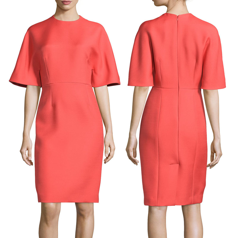 Carolina Herrera Kimono Sleeve Wool Dress in Lava Red from Fall 2014 RTW collection
