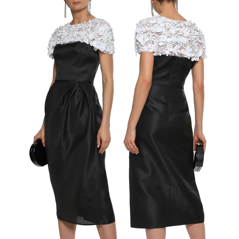 Carolina Herrera Black & White Embellished Yoke Dress