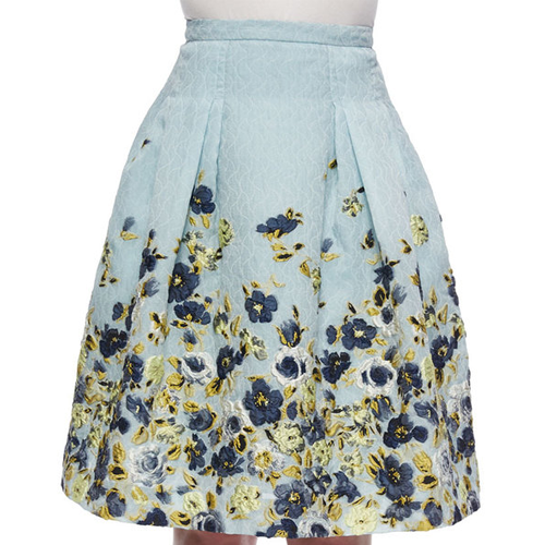 Carolina Herrera Flower Fil Coupe Party Skirt