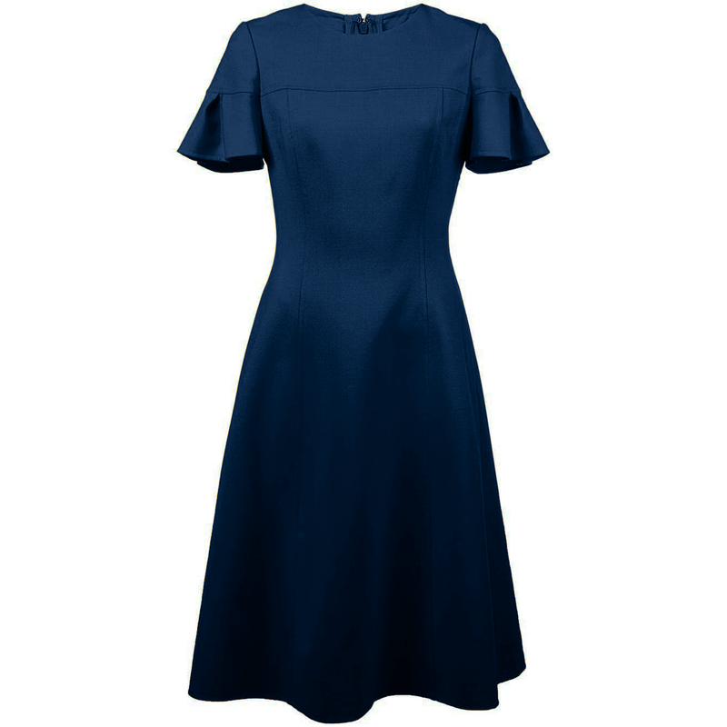 ​Carolina Herrera Flutter Sleeve Midi Dress in Blue. Pre-Fall 2018 collection