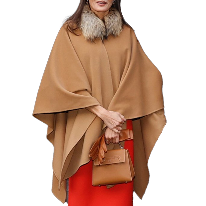 Carolina Herrera Fur Collar Cape in Camel