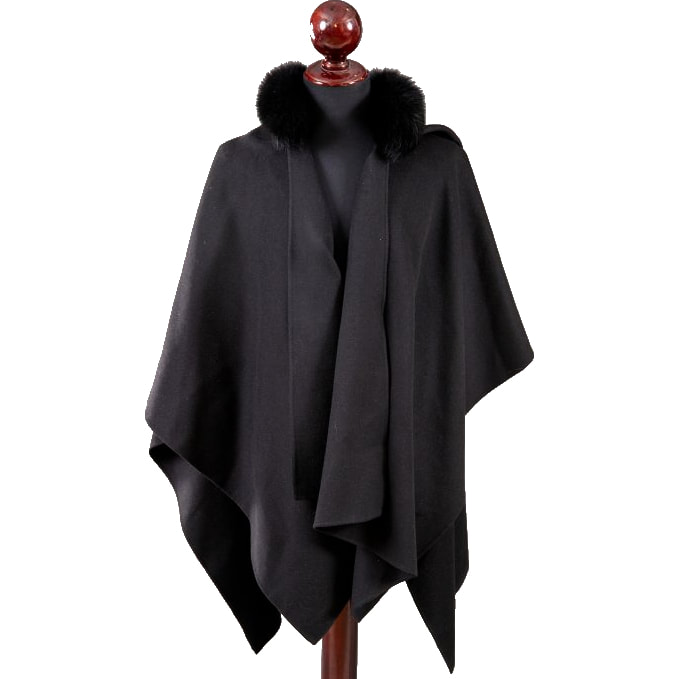 CH Carolina Herrera Fur Collar Cape in Black