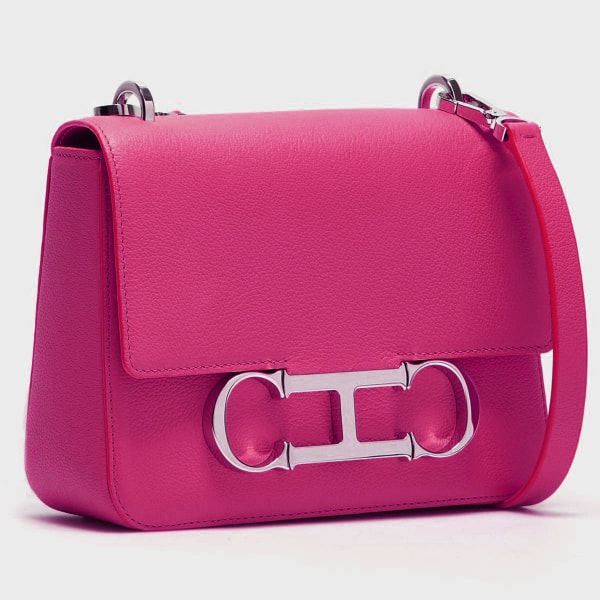 Carolina Herrera Initials Insignia Small Shoulder Bag in Fuchsia Pink