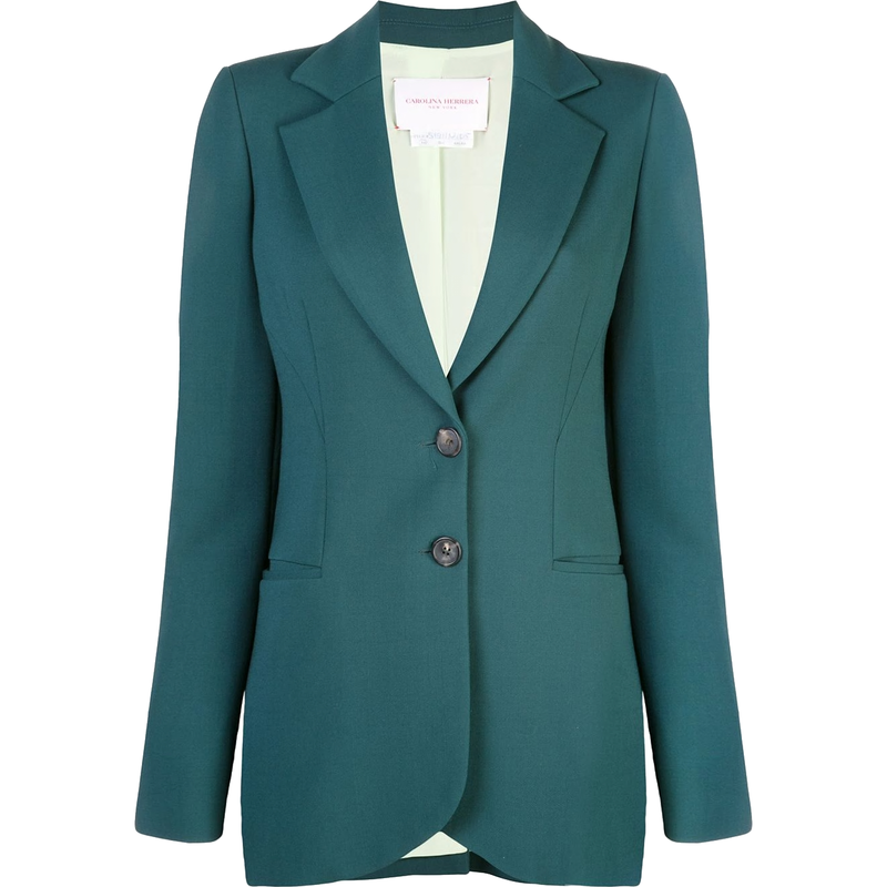 Carolina Herrera Longline Suit Jacket in Evergreen